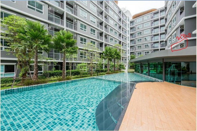 ให้เช่า7000บ. หรือ ขาย1.35ล. ห้อง1bed ชั้น2 พื้นที่30ม. ฟรี Wifi เฟอร์พร้อมอยู่ คอนโดเดอะทรัสต์ อมตะ-ชลบุรี ต.หนองไม้แดง อ.เมือง ชลบุรี