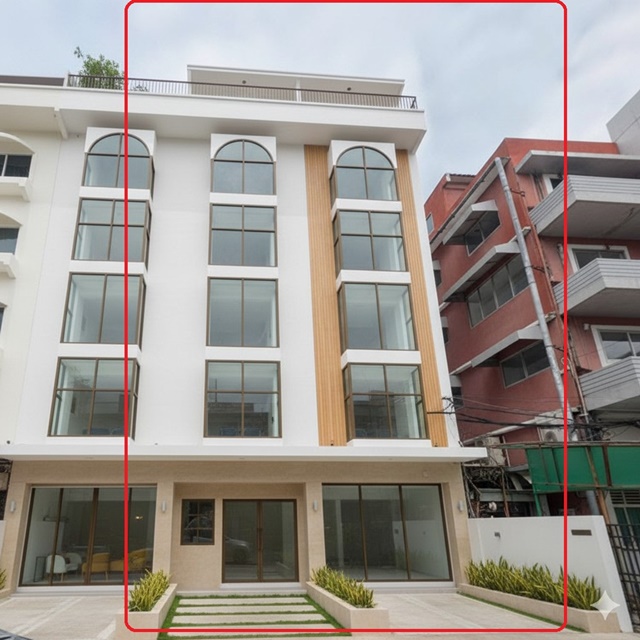 เช่าอาคาร 5ชั้น MRTลาดพร้าว101 300ม.3-4จอดรถ หัวมุม 2คูหา 40ตร.วา. 640ตร.ม. ม.รัตนบัณฑิต 1.2 กม. 15น้ำ 15นอน เดอะมอลล์ บางกะปิ 1.5 กม.