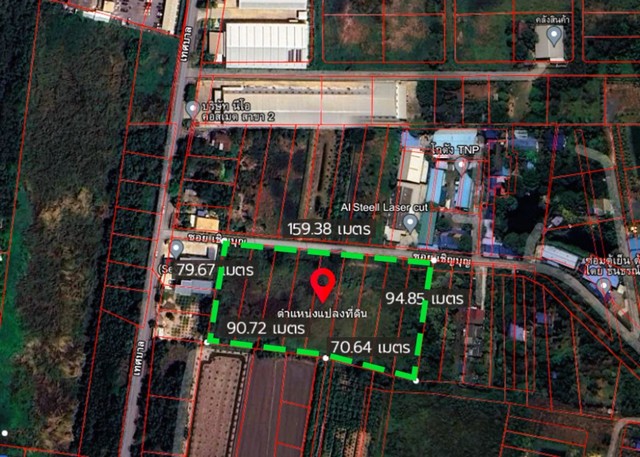 ขายที่ดินถมแล้ว แปลงใหญ่ 8-2-62 ไร่ ลาดหลุมแก้ว ปทุมธานี หน้ากว้าง 159 ม. ใกล้โรงงาน เหมาะโกดัง / คลังสินค้า / โรงงาน