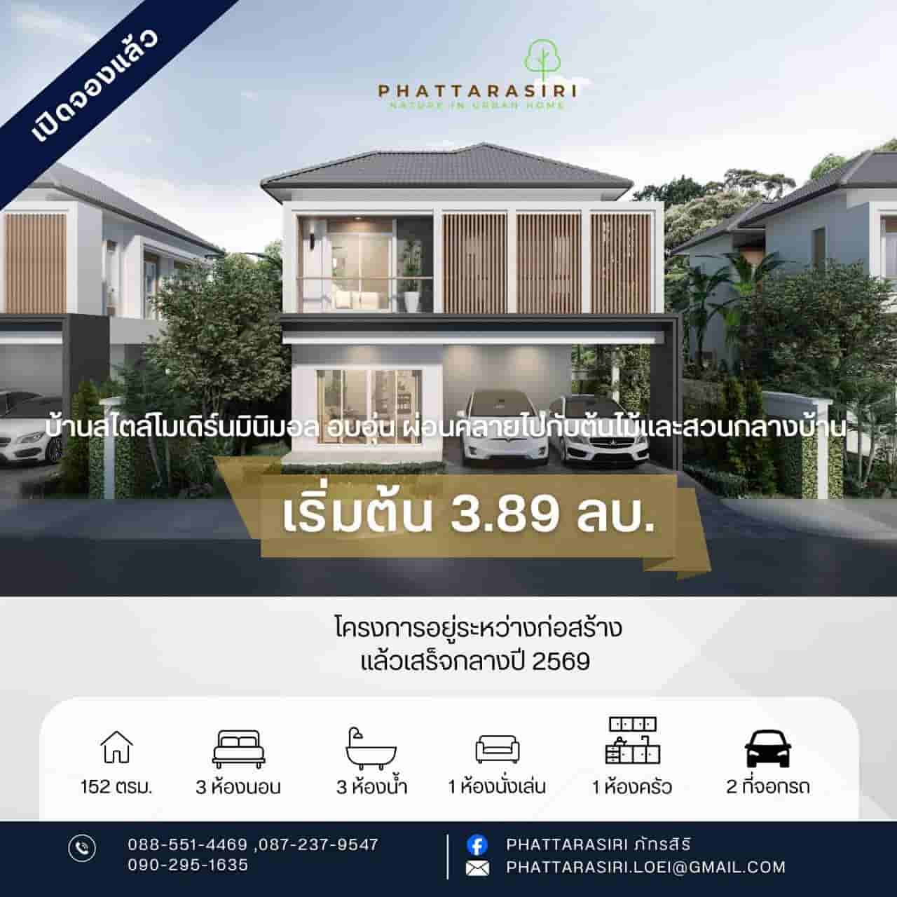 ขายถูกมาก!! บ้านเดี่ยว 2 ชั้น สร้างใหม่ โครงการภัทรสิริ อ.เมือง จ.เลย ใกล้บิ๊กซี แม็คโคร โรงพยาบาล สนามบินฯ