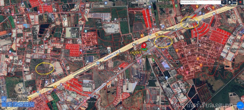 ขายที่ใกล้พระรามสอง ที่ติดถนนเอกชัย ห่างจากถนนพระราม 2 100 เมตร
