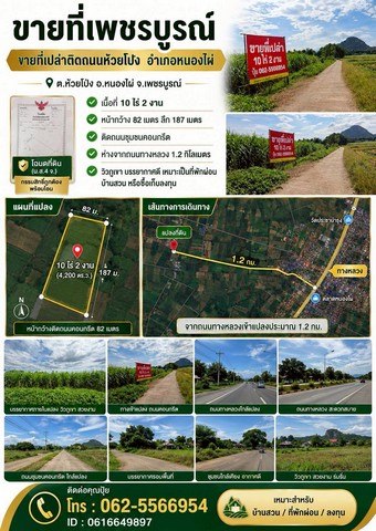 ขายที่เพชรบูรณ์ ขายที่เปล่าติดถนนห้วยโป่ง ขายที่อำเภอหนองไผ่