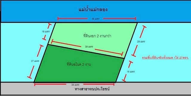 ขายที่ดินติดแม่น้ำบ้านม่วง อ.บ้านโป่ง จ. ราชบุรี เนื้อที่200 ตรว (ที่งอก2งาน)
