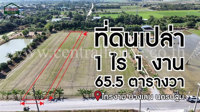 จองด่วน ที่ดินเปล่า 1-1-65.5 ไร่ ไทรงาม ถนนบางเลน นครปฐม ติดถนน