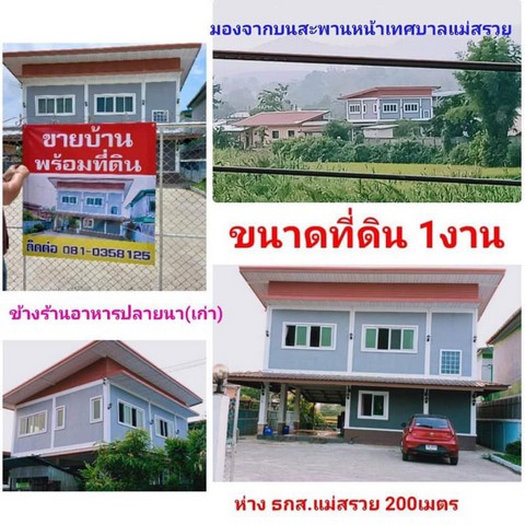 ขายบ้านพร้อมที่ดิน อำเภอแม่สรวย จังหวัดเชียงราย เนื้อที่ 100 ตารางวา