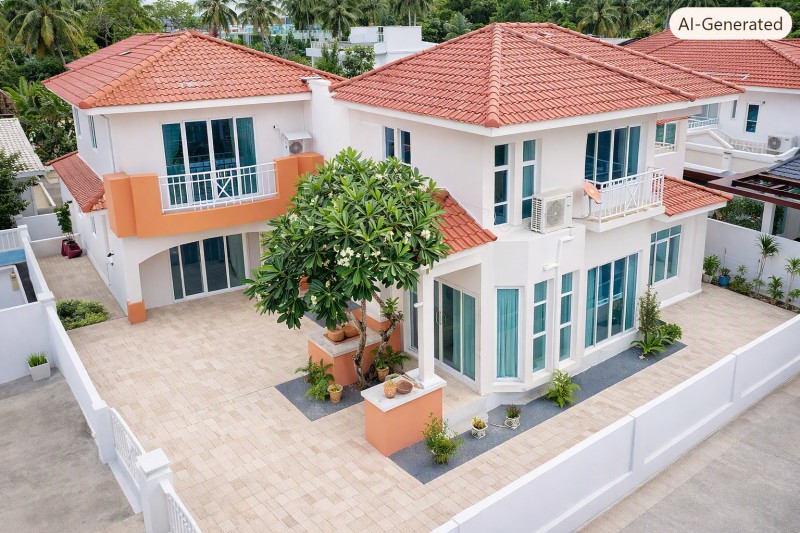 ตลาดสดศรีฟ้า 650ม. 68 ตร.ว. 153 ตร.ม. 3-4นอน DIY ธูปะเตมีย์ เกาะสมุย Pool Villa บ้านเดี่ยว 2 ชั้น 3-4นอน
