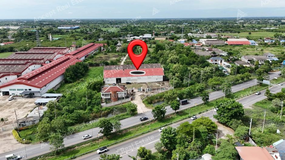 ขายที่ดินพร้อมบ้าน ติดถนนเพชรเกษม อ.บ้านโป่ง จ.ราชบุรี พิ้นที่ 26-0-88 ไร่